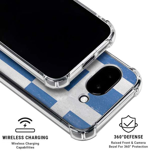 Greece Flag Distressed Google Pixel 9a Clear Case